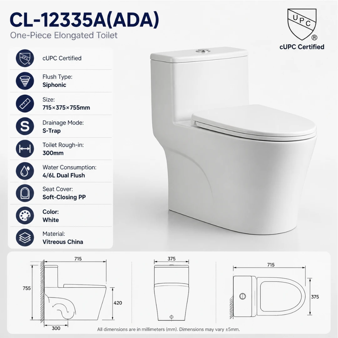 Inodoro cUPC alargado CL-12335A