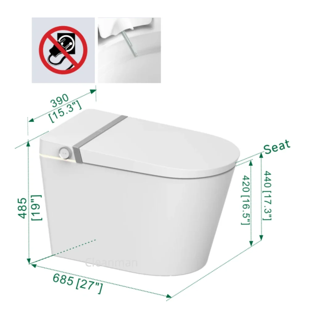 Powerfree best toilet with built-in bidet CL-721