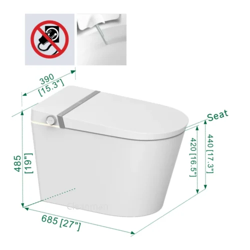 Powerfree best toilet with built-in bidet CL-721