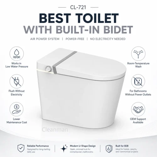 Best Toilet with Built-in Bidet by Cleanman-Powerfree Smart Toilet - Image 3