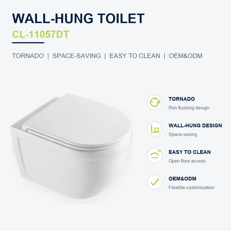 Toilet Gantung Tornado yang Hemat Ruang | Infografis Produk CL-11057DT