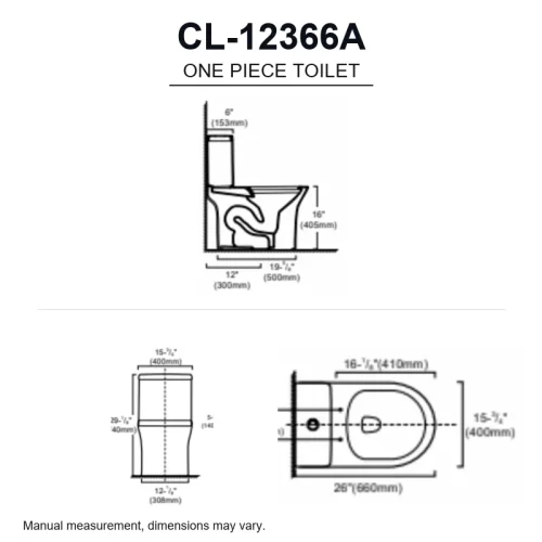 compact tornado cUPC toilet CL-12366A dimensions