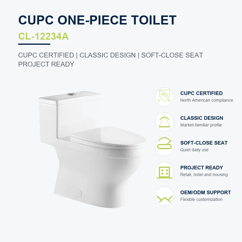 cUPC one-piece toilet CL-12234A product infographic