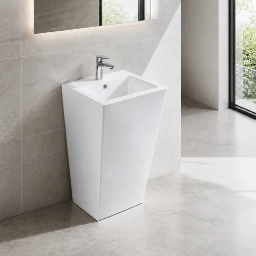 modern pedestal sink CL-6026 bathroom scene
