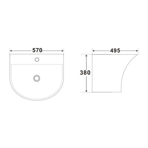 modern wall hung basin CL-7104 size specification image