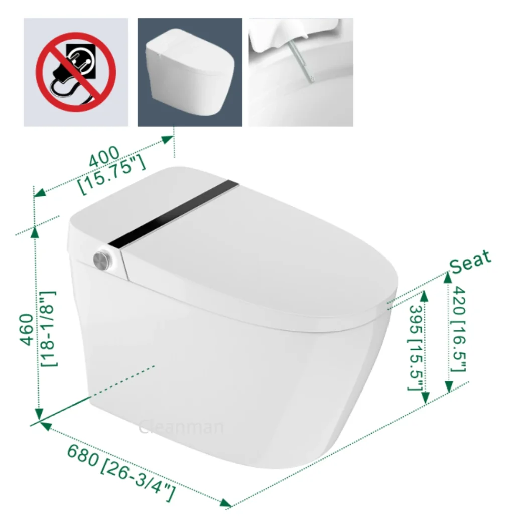 toilettes intelligentes sans énergie CL-616 pour une salle de bain moderne CL-616