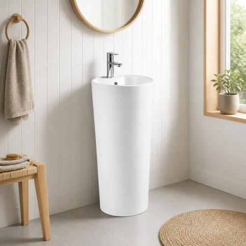 round pedestal sink CL-6020 bathroom scene