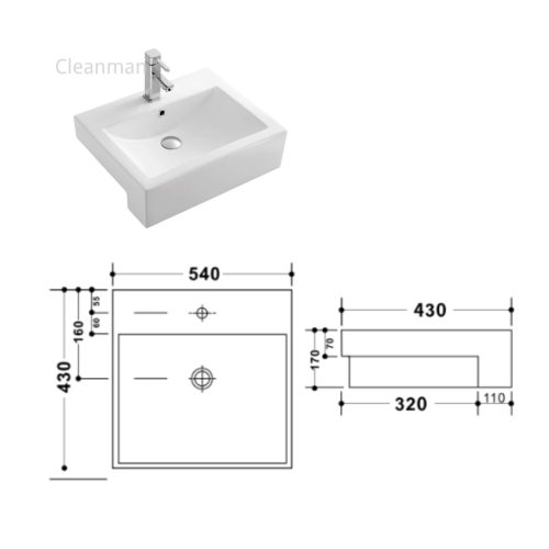 lavabo semi-encastrado fabricante CL-1211