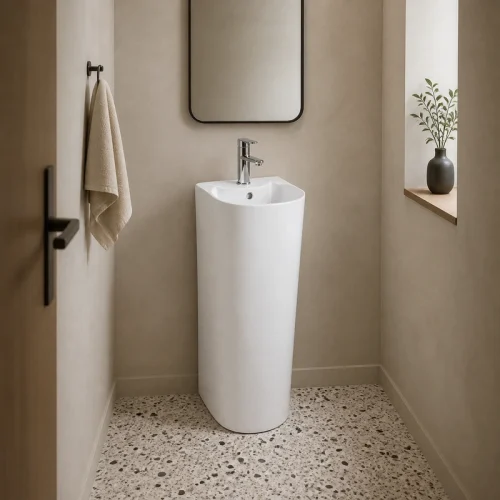 small pedestal sink CL-6025 bathroom scene