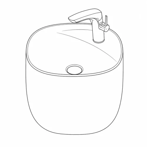 small wall hung basin CL-7115 line drawing image