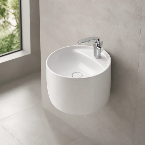 small wall hung basin CL-7115 bathroom scene image