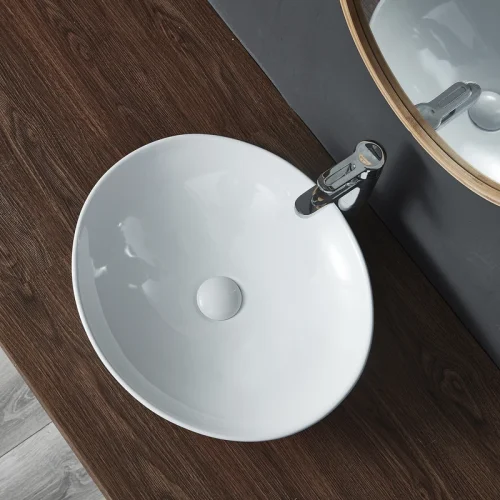 vessel sink CL-1409 diagonal countertop bathroom scene