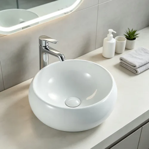 ceramic sink CL-1413 bathroom vanity scene