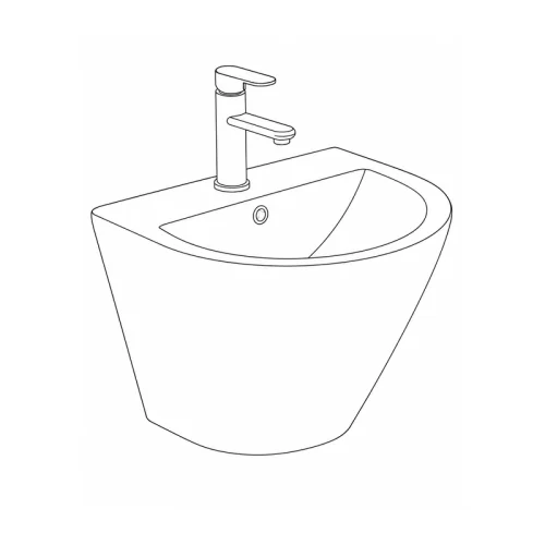 wall hung basin CL-10002D line drawing image