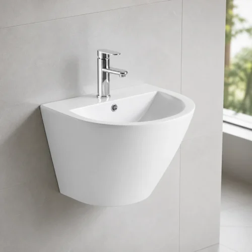 wall hung basin CL-10002D bathroom scene image